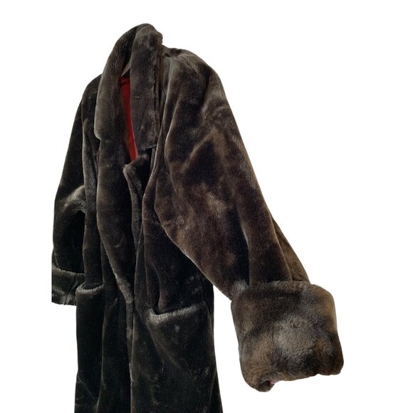 VTG 90s Donnybrook Faux Fur Plush Coat Cozy Teddy Bear Midi Length L RC10152 - Picture 9 of 11
